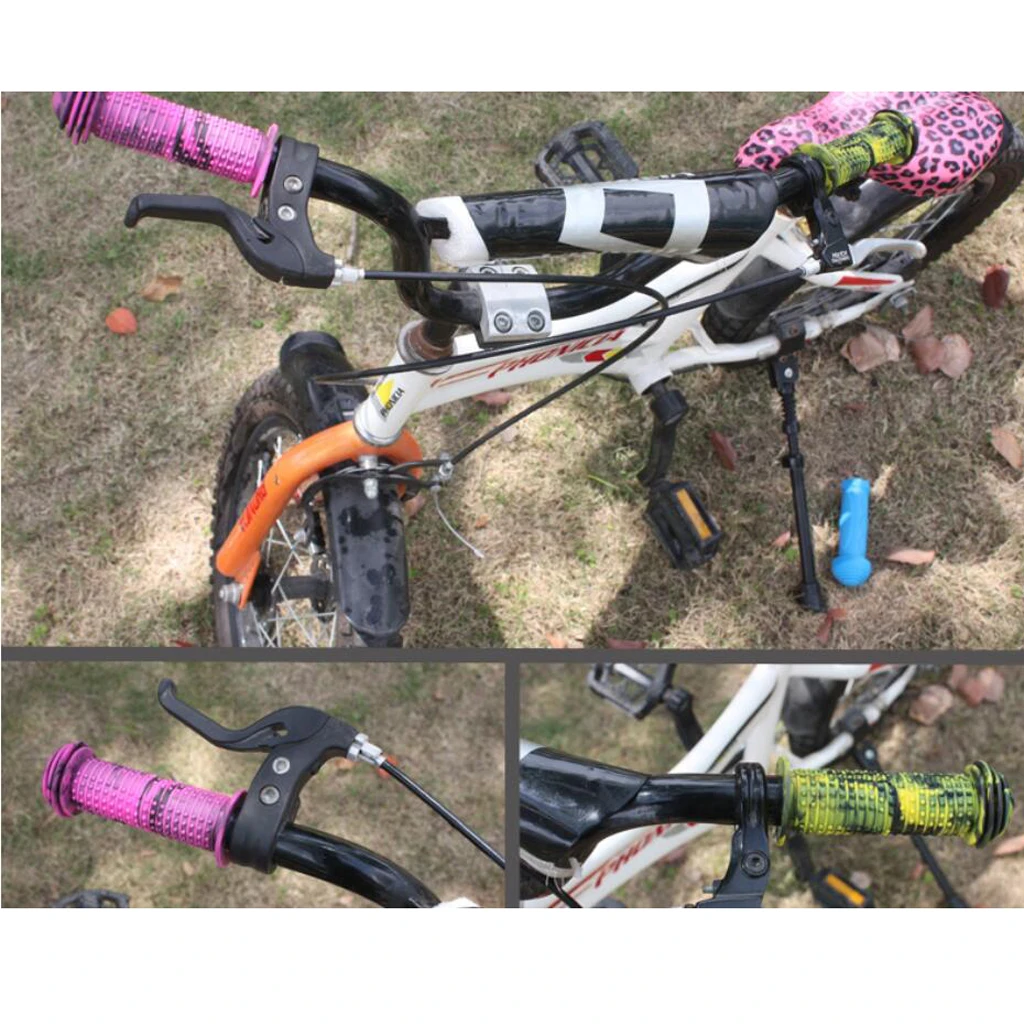 2Pcs Bicycle Grips Sparkle Retro Pom Pom Tassels Handlebar Streamers + Non Slip Rubber Handle Bar Protector for Kid