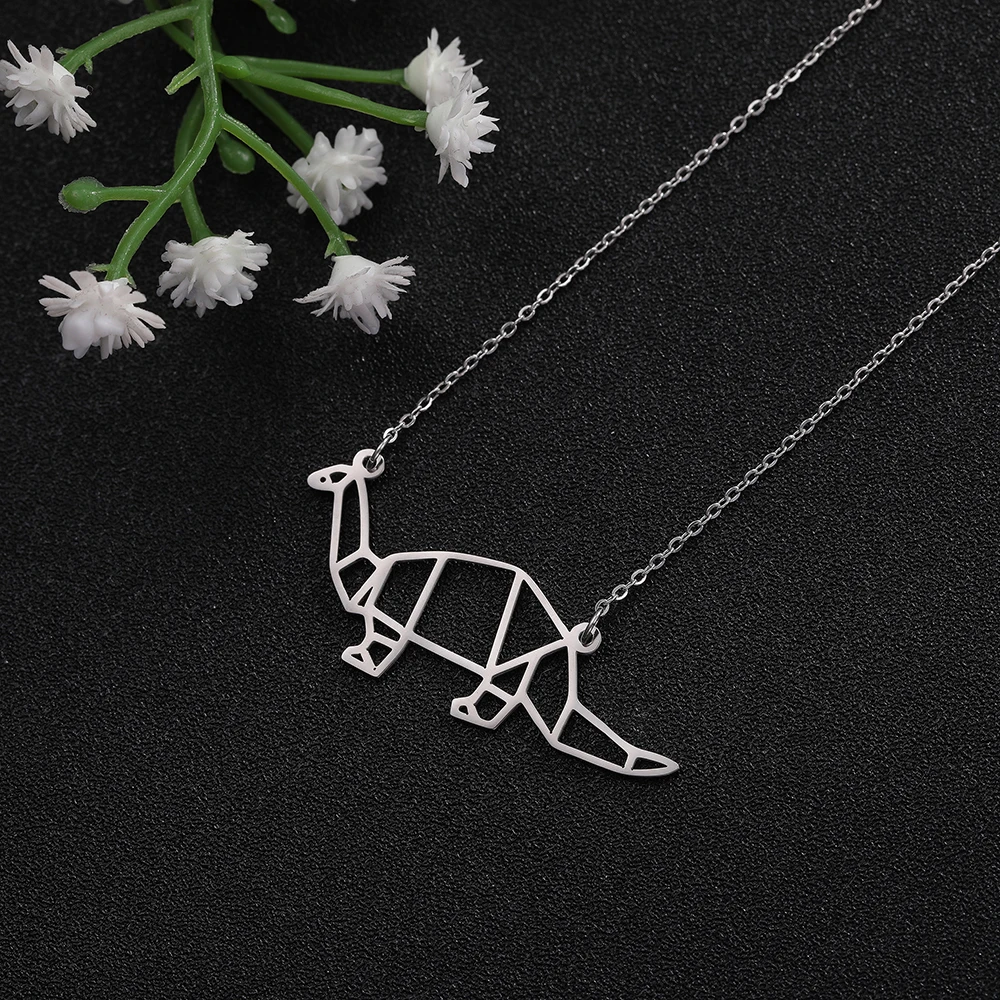 Teamer качественная нержавеющая сталь полый дизайн ожерелье с подвесками в форме динозавров геометрический милый мультфильм очаровательные ювелирные изделия подарки для мальчиков и девочек