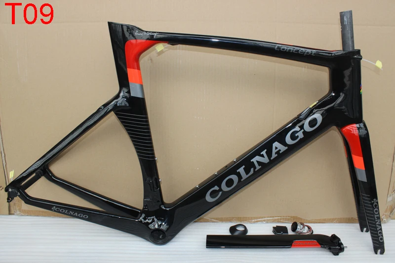 Flash Deal Black red T09 Carbon Frame Colnago Concept Frame bike carbon road frameset BB386 XXS/XS/S/M/L/XL more 8 colors available 7