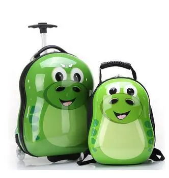 17" Trolley bag on wheels Kid's Travel Trolley luggage suitcase Kid wheeled travel case Children Rolling Case With kid backpack
