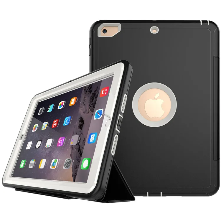 Hmsunrise 360 полный защитный чехол для apple ipad 9,7 дети Безопасный противоударный сверхмощный Твердый чехол из ТПУ подставка A1893 A1822 - Цвет: Серый