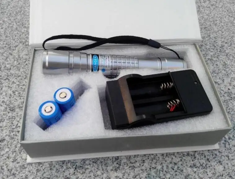 

High Power Hunting 450nm SOS Lazer Flashlight Focusable Blue Laser Pointer Burning Paper cannon Light Burn Cigars