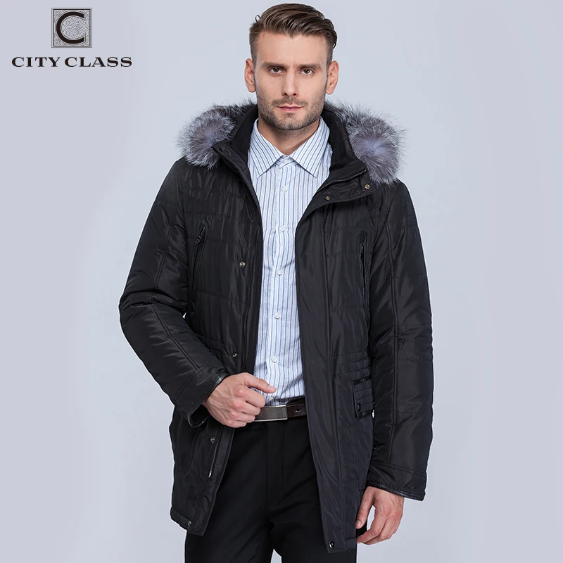 City Class зима теплые Куртки Мужские Silver Fox съемный капюшон съемная стеганая