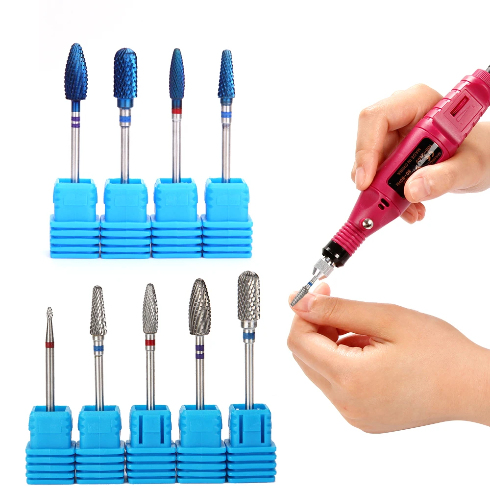 

1PC Manicure Machine Nail Drill Bits Apparatus Cutter Blue Tungsten Carbide Burr Head for Pedicure Polishing Acrylic Gel Remover