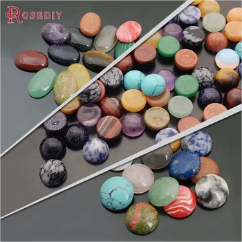 

5PCS Round:10/12/14/16/18/20MM Oval:18x13/25x18/30x20MM Random Color Natural Stone Flat Back Cabochon Beads Jewelry Findings