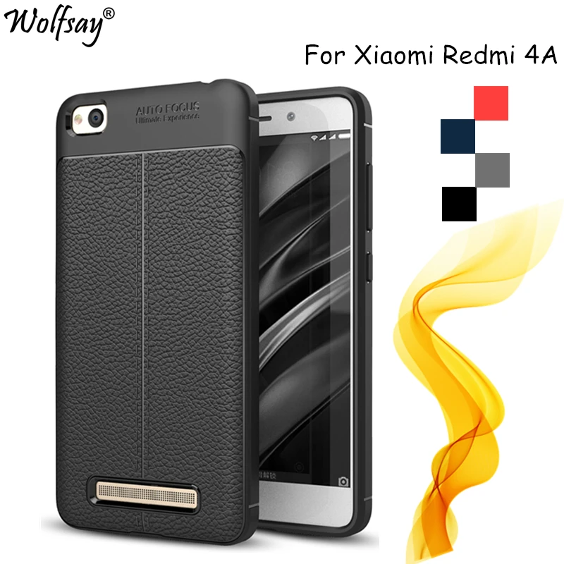 Wolfsay sFor Cover Xiaomi Redmi 4A Case Lmitation Leather Back & Soft