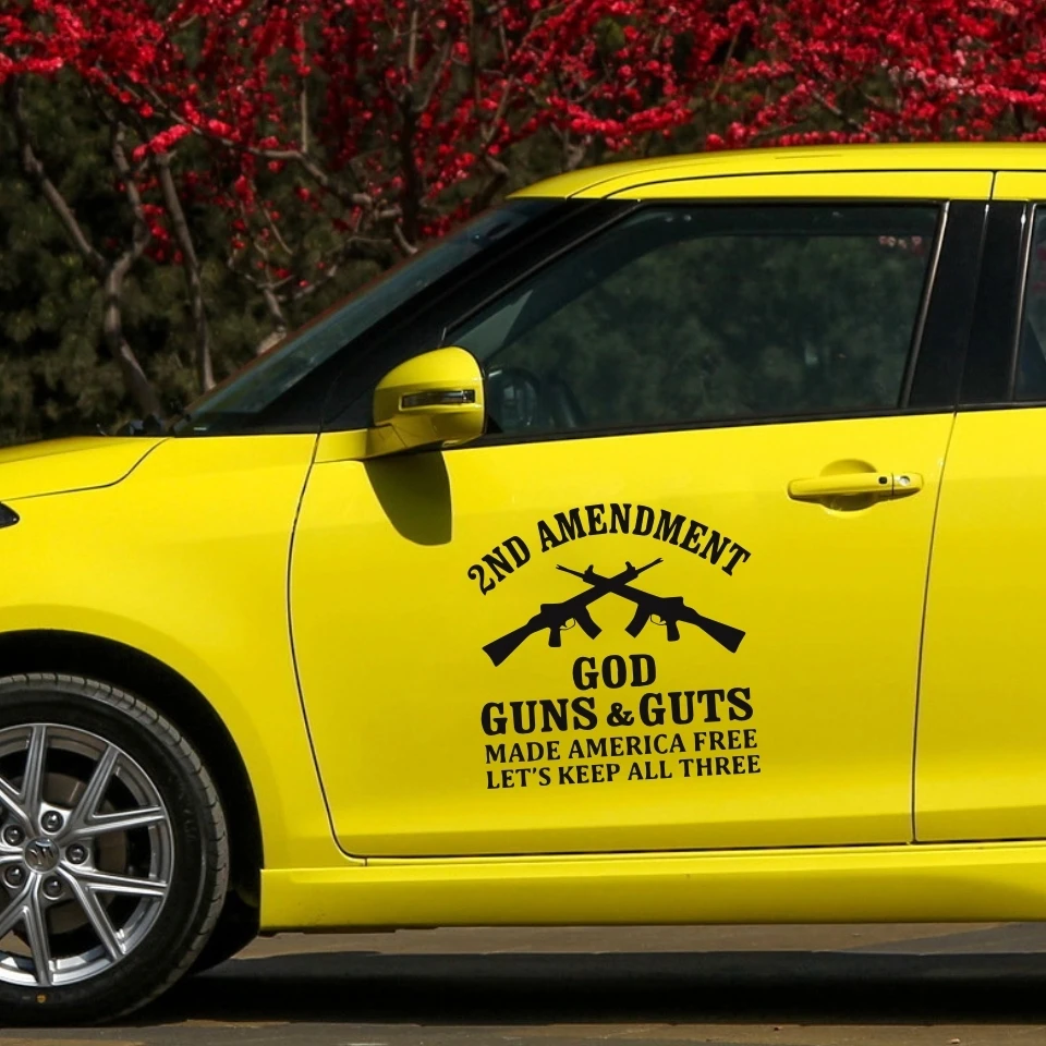 Cunymagos Car Styling 2nd Amendment Dieu Guns & Guts Made America Let's Free Keep All Three Body Stcikers Motorcycle 13.813 (6)
