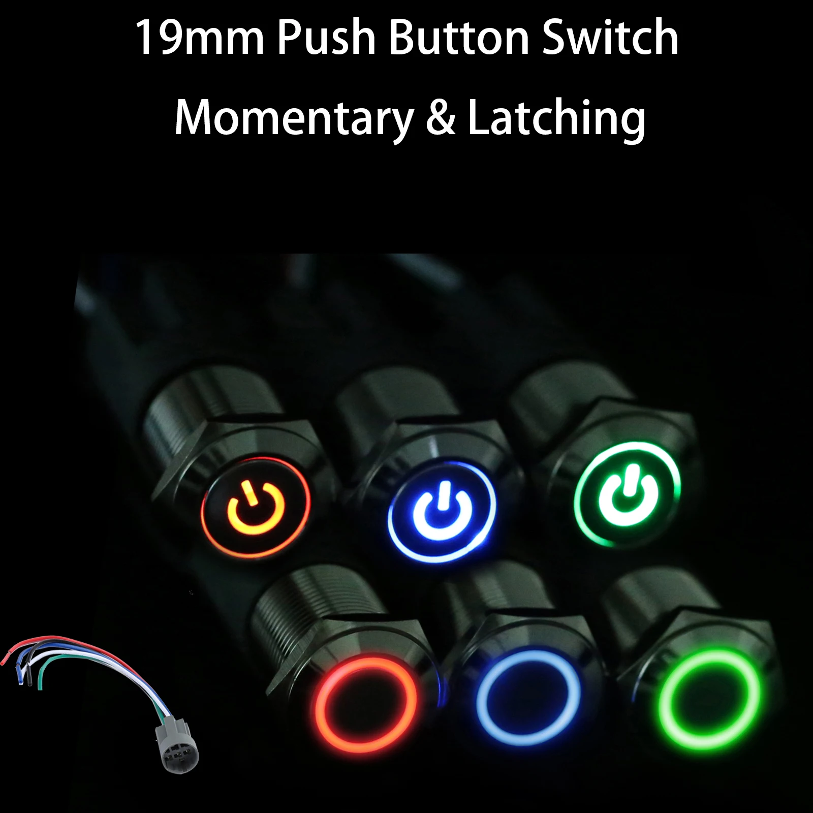 

19mm Metal Push Button Switch Momentary Latching Waterproof LED With Socket
