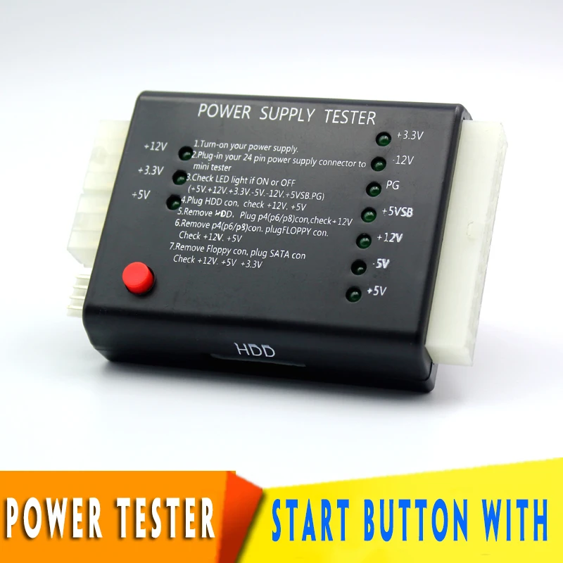 

Insten 20/24-pin Power Supply Tester for ATX/SATA/HDD, Black