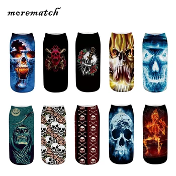 

Morematch 1 Pair Men Ankle Sock Unisex Skull Pattern 3D Printing Cotton Socks Personality Punk Socks 10 Style Optional