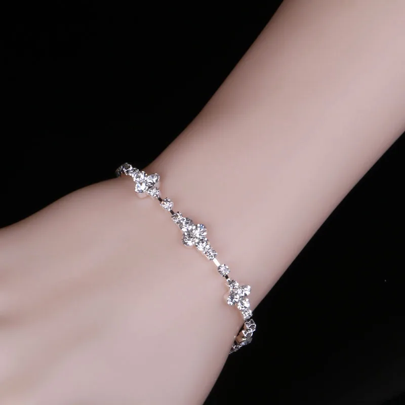 TREAZY Simple Bridesmaid Bridal Wedding Jewelry Sets Rhinestone Crystal Choker Necklace Earrings Bracelet Women Jewelry Sets