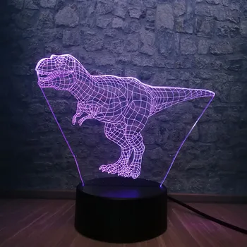 

3D Lamp Animal Dinosaur Tyrannos Cute Jurassic Park 7 Colors Change Night Light RGB Lighting Bedroom Beside Luminaria Decorative