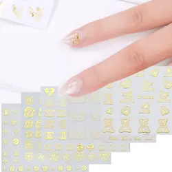 Сделай Сам Золотой клей для ногтей наклейки перо цветок Дизайн Наклейка для ногтей Полые наклейки украшения для ногтей бренд Дизайн