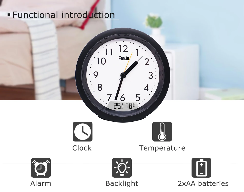 FanJu FJ5132 будильник современный дизайн цифровой Температура Влажность светодиодный светильник настольные часы для дома гостиная офисное время