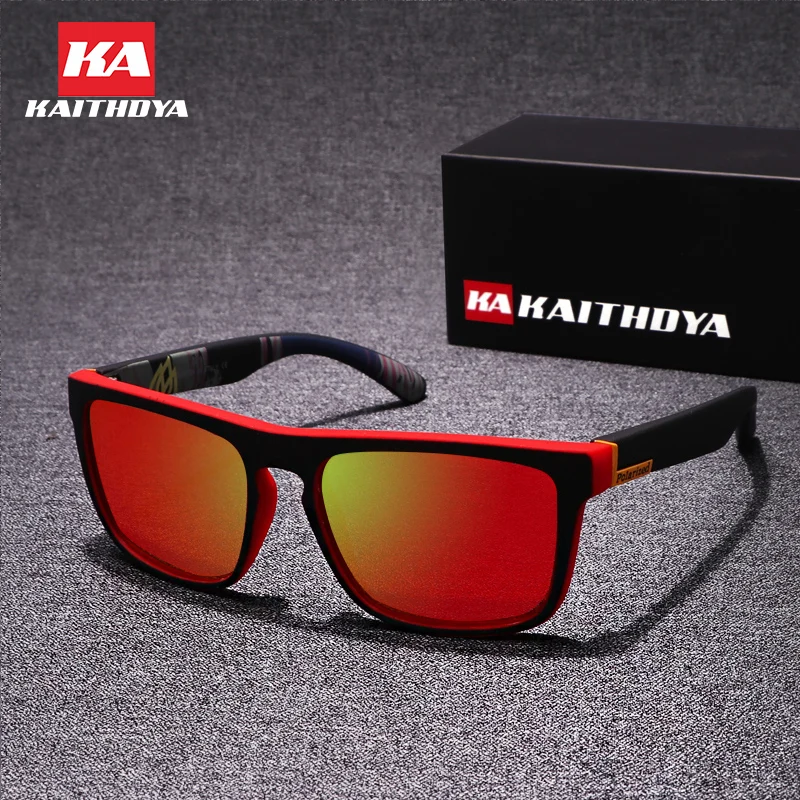 

Kaithdya 2019 Sport Sunglasses Polarized For Men Sun Glasses Square Driving Personality Color Mirror Luxury Brand Designer UV400