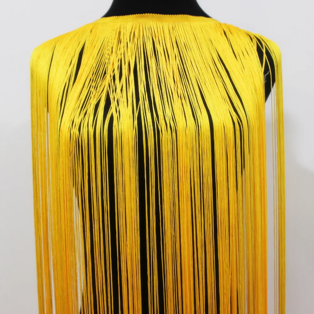 Lunga Frangia Della Nappa Poliestere Catenella Frange Vestito Latino Pizzo Macramè 1 Yds Samba DanceWear Guarnizioni Trim 50-100 centimetri - immagine 4