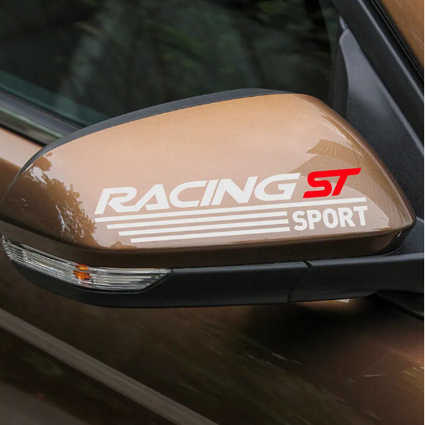 

2PCS ST RS Car Sports Racing Sticker Rearview Decal Styling For FORD FOCUS 2 3 Mondeo Fiesta Kuga MK Mustang F150 Accessories