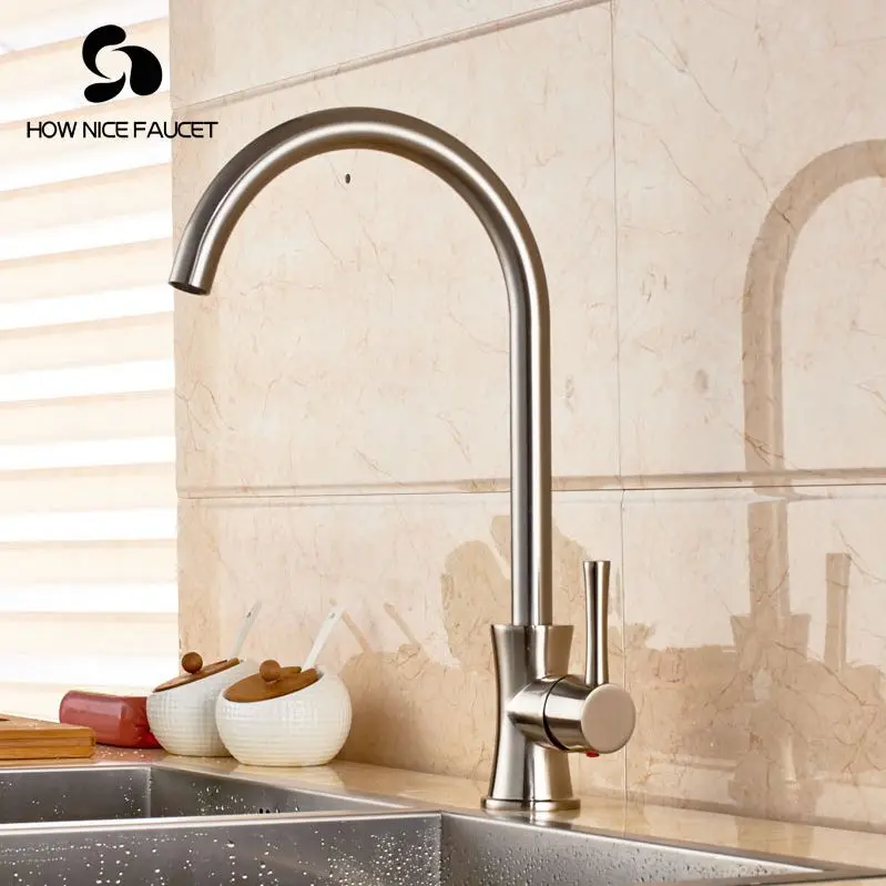 

Brushed Nickel Pull down Spray Kitchen Sink Faucet Single Handle Mixer Tap With LED Lights