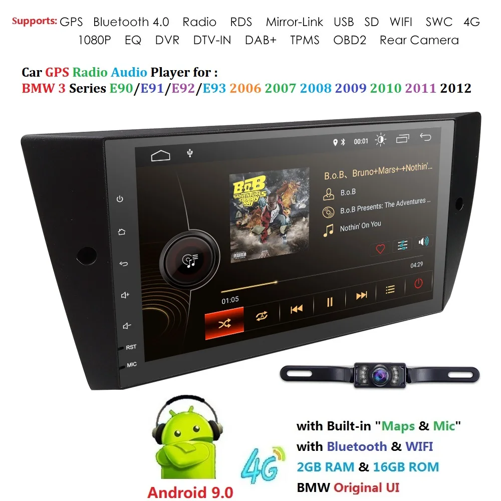 Best Ossuret Android 9.0 CAR NO DVD player For BMW 3 Series E90 E91 E92 E93 stereo GPS Support WIFI Bluetooth RDS DAB 4G DTV-IN SWC 2
