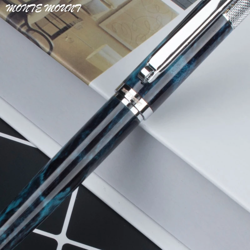 

Metal Blue marble Ballpoint Pen Black Silver Luxury Ink Pen Customize Engrave Business Creative Gift Free shipping
