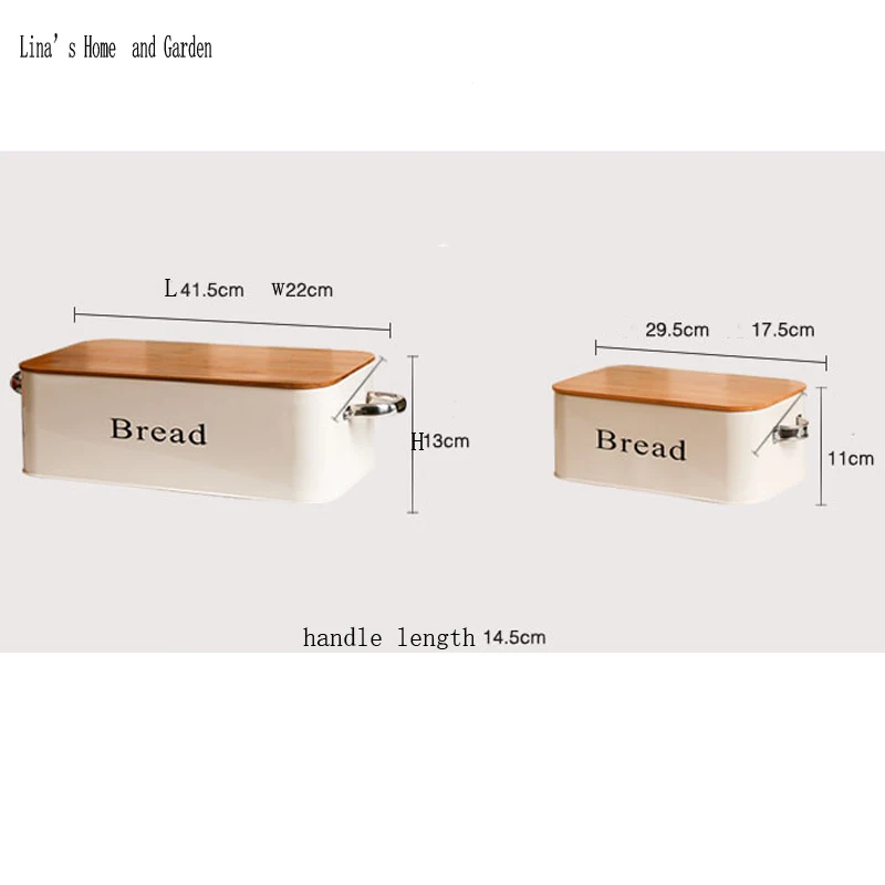 Набор 2 шт. порошковое покрытие белый металлический ящик для хранения хлеба с бамбуковой крышкой