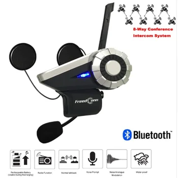 

1500M 8-Way Freedconn T-Rex Bluetooth Helmet Headset Moto Intercomunicador Full Duplex Interphone FM Radio Helmet Intercom