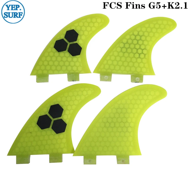 FCS плавники оранжевый G5 + K2.1 доски для серфинга Quad сотовый плавник Quilhas FCS|surfboard quad