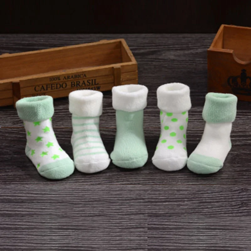 5 пар/партия, детские носки для новорожденных, Нескользящие теплые детские носки-тапочки зимние детские теплые носки для мальчиков и девочек, HJS7133