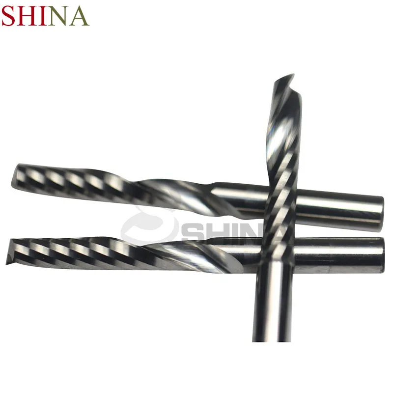 

SHINA 5pcs 6mm Shank CNC Milling Cutter One Flute Tungsten Carbide Spiral End Mill Wood Cutting Machine Tools Router Bits