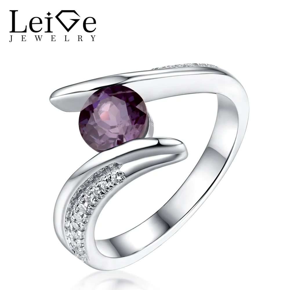 Leige Jewelry Round Cut Alexandrite Ring Sterling Silver 925 Fine