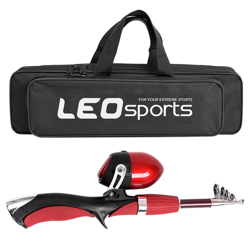 ليو صيد قضيب بكرة كومبو مجموعة ، المحمولة 1.4 m تلسكوبي الصيد قضيب القطب ، الصيد بكرة ، خط ، معالجة مربع