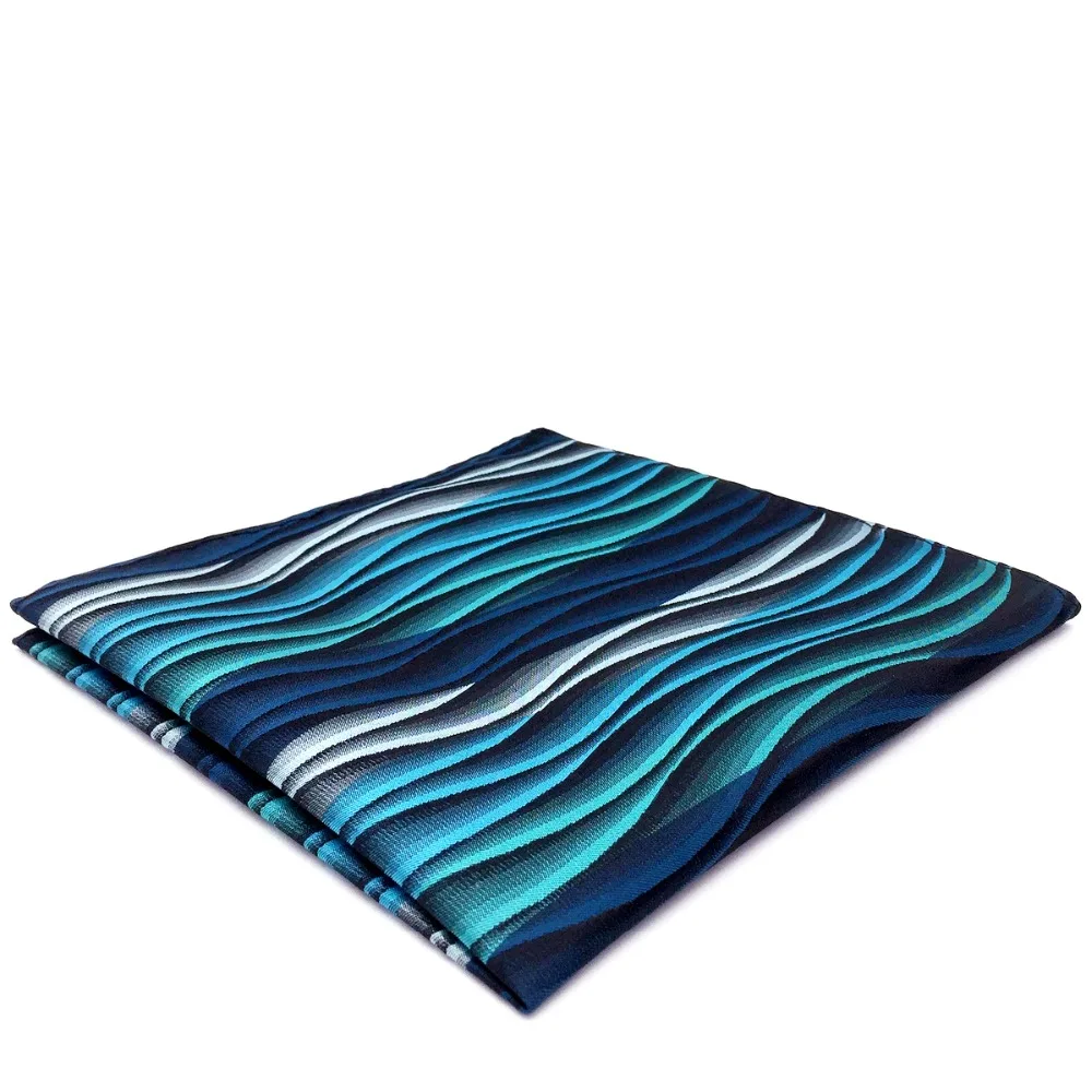 

YH23 Turquoise Multicolor Ripple Abstract Classic Silk Handkerchief