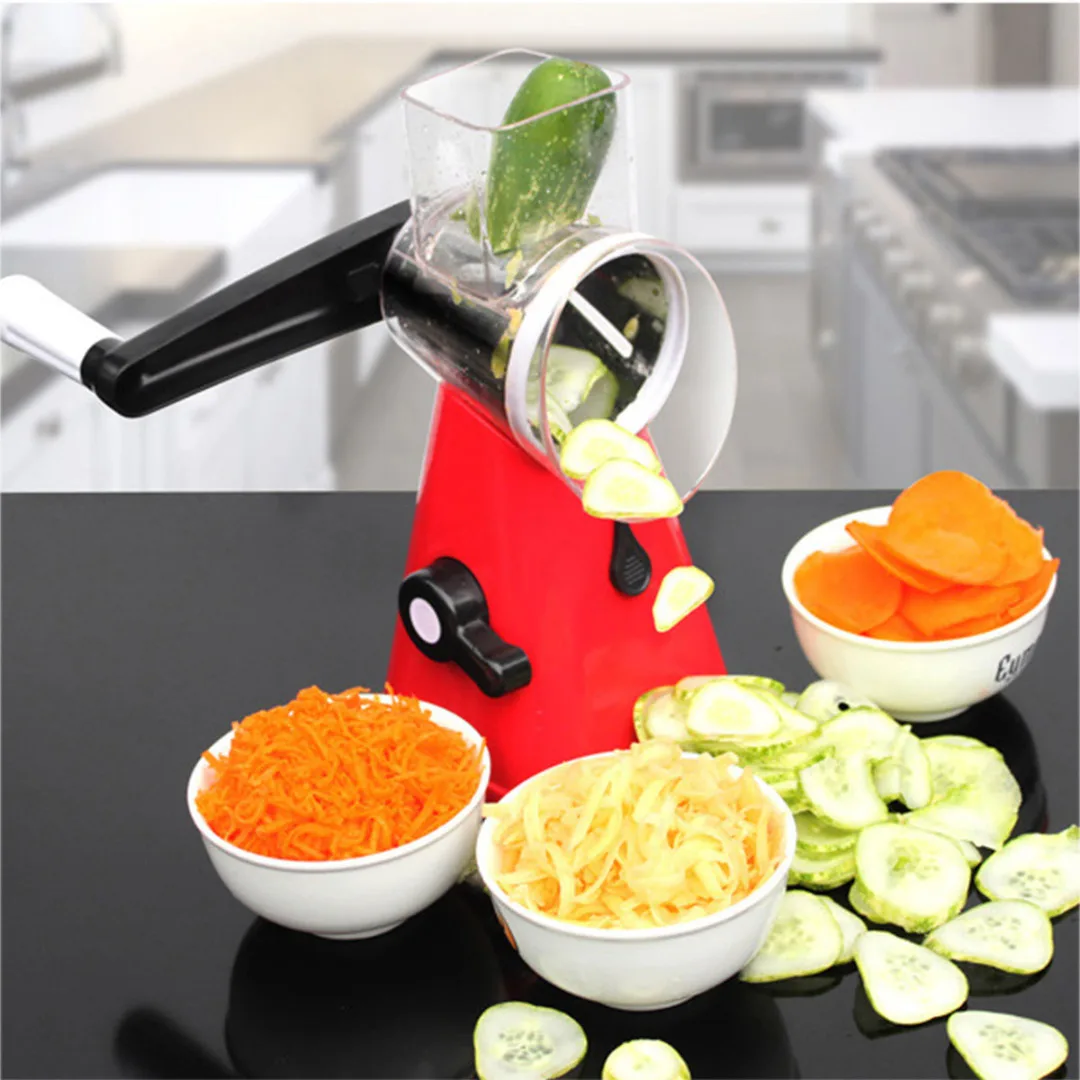 1set 3 in 1 Round Kitchen Fruit Potato Carrot Julienne Grater Cheese Vegetable Slicer Green Red