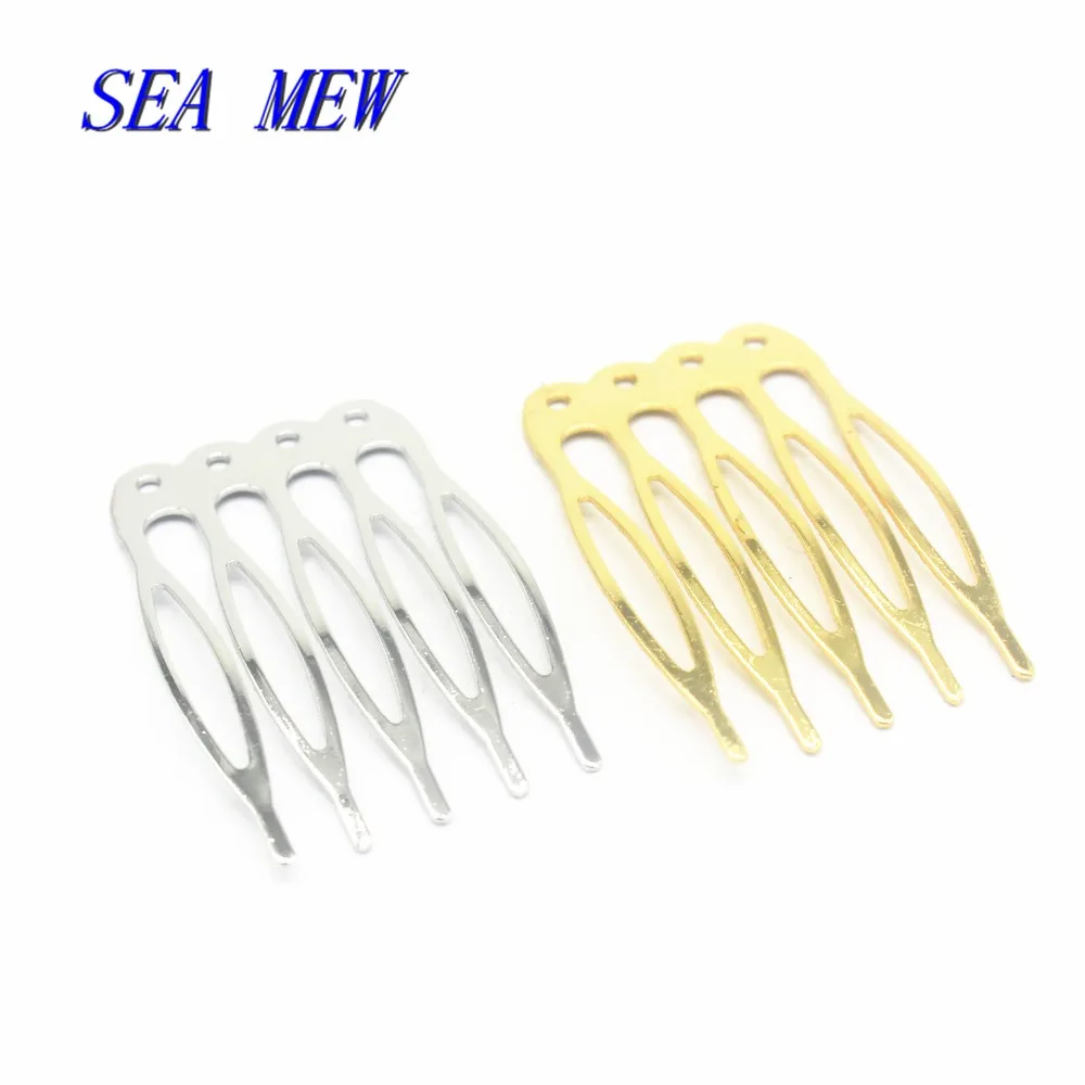 

50pcs 40*16mm Metal Iron Hair Combs Blank Base 5 Teeth For Women Hair Comb Wedding For Jewelry Making