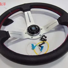 Гонки Спортивные 13 ''330 мм серебро из натуральной кожи ND ралли настройки Drift спортивный руль Алюминий+ кожа