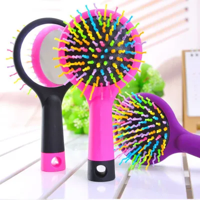 

by DHL or EMS 500pcs New Rainbow Volume Anti-static Magic Hair Curl Straight Massage Comb Brush Mirror Hair Styling Tools