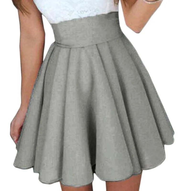 Модная плиссированная юбка для женщин, школьная юбка, Женская Одежда для танцев, короткие юбки бальное платье, пышная юбка черного цвета - Цвет: grey