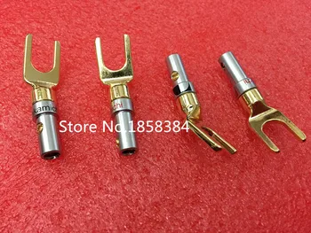 

50Pcs Gold Plated Copper Grade Interpolation Y Y U- type Screw Spade Banana Plug Speaker Cable Wire Connectors