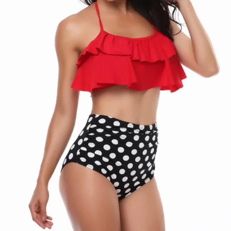 

Fulaigesi Bikini swimwear sexy women Ruffle swimsuit 2019 bathing suit woman swimming beachwear beach high waist tankini