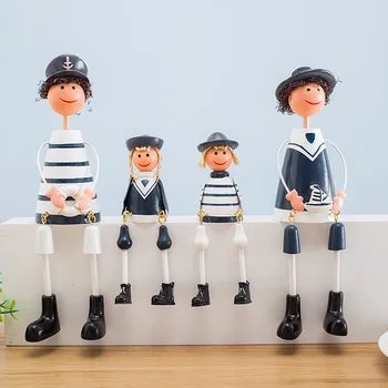 

4pcs/Lot Wooden Sailor Figures Mini Cartoon Family Decor Wedding Decoration Nautical Cute Birthday Gift Living Room Village Orna