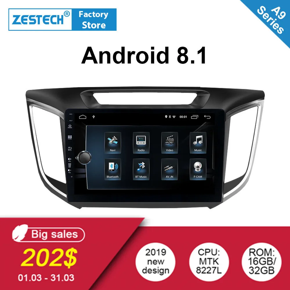 Android 8 1 2 din Автомобильный Радио dvd GPS плейер для hyundai ix25 Creta Поддержка Руль