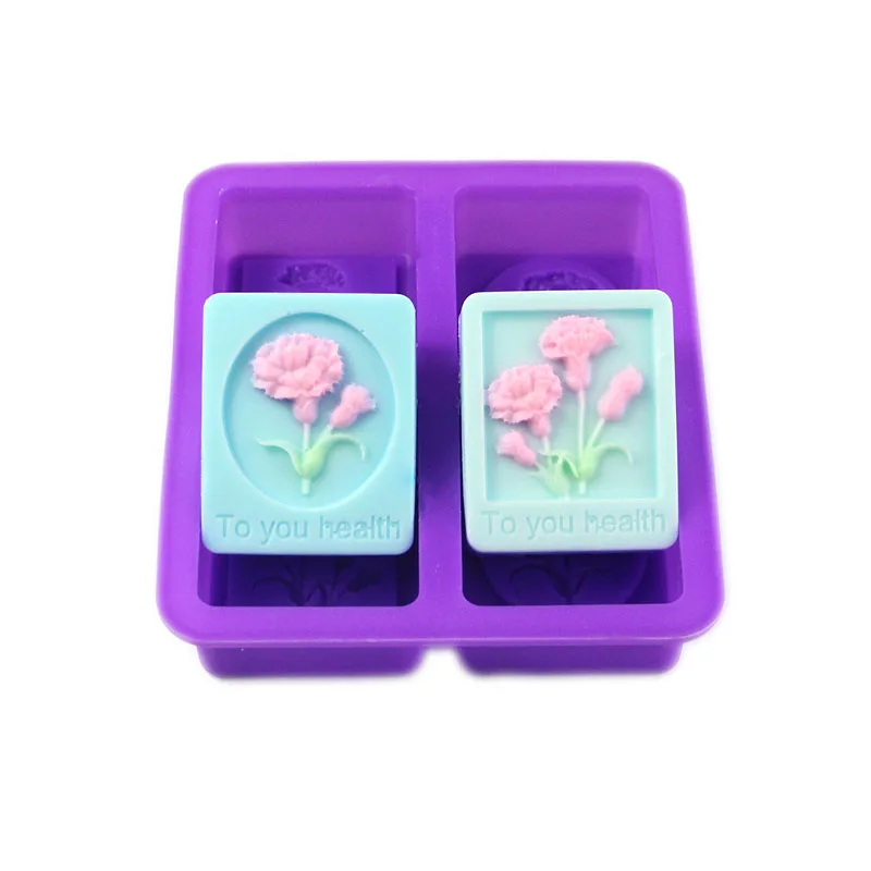 

Flower Handmade Soap Form 4 Cavity Carnations Hand Silicone Making Mold Kit DIY Tool