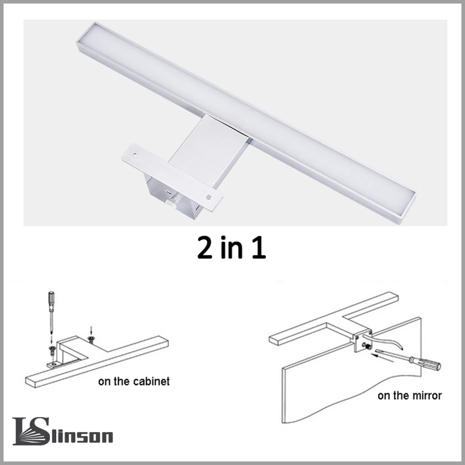 2в1 Linson 5 Вт хромированный AC220V светодиодное освещение шкафа в ванной настенный светильник светодиодный зеркальный светильник