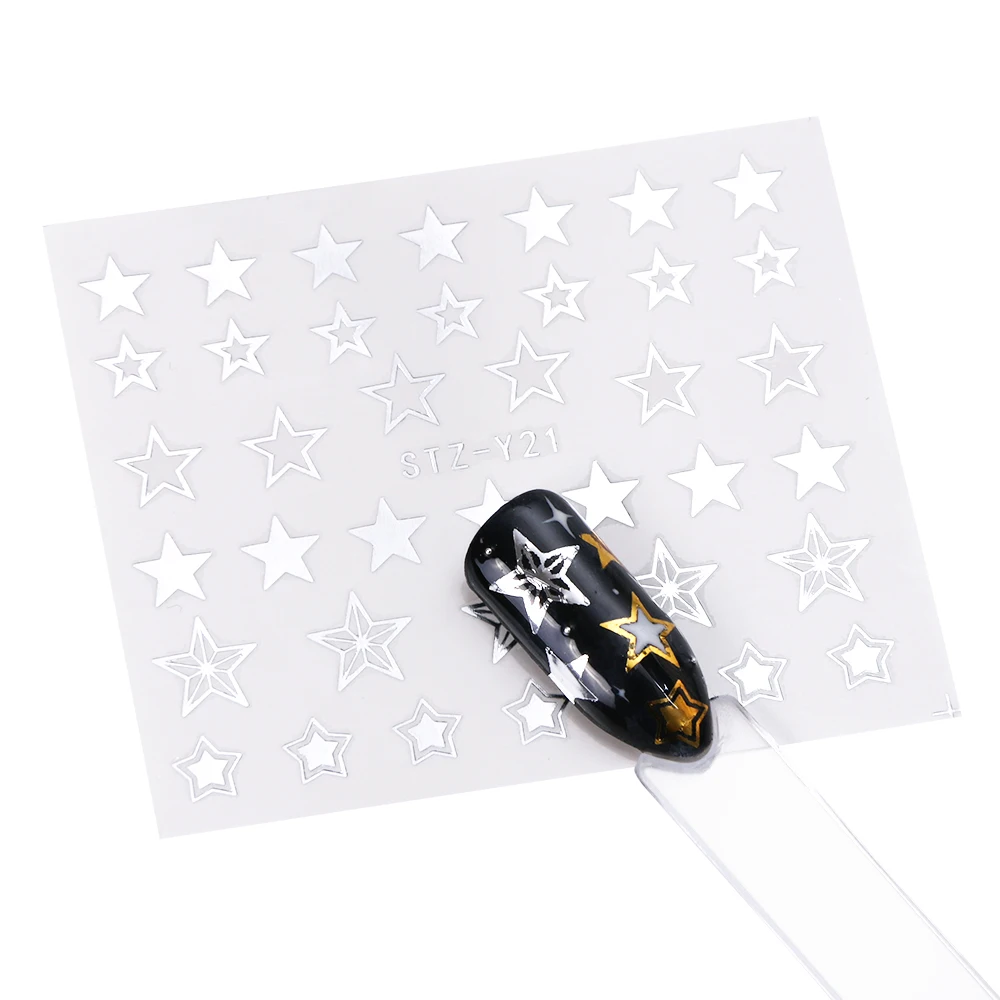 20 шт Золотой Серебряный ноготь Водные Наклейки полые Звезды Луна блестящие Водные Наклейки слайдер дизайн ногтей Декор ногтей обертывание для маникюра LAYY20