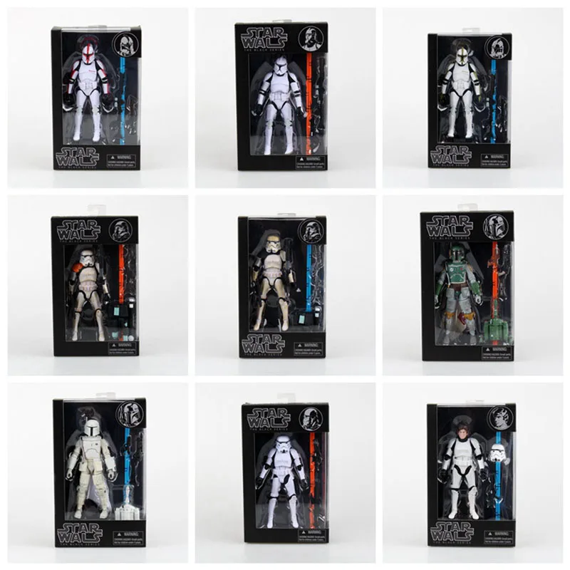 6 Inch Star Wars The Black Series Han Solo Boba Fett Stormtrooper Imperial Sandtrooper PVC Action Figure Model Toy for Children