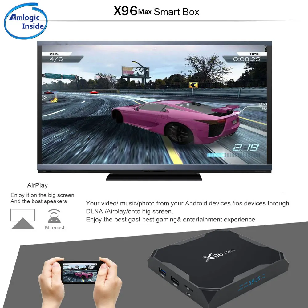 Android 8,1 caja de TV X96MAX Amlogic S905X2 4 GB 64 GB Quad Core 2,4G y 5 GHz Wifi 1000 M H.265 4 K Media Player Smart Set Top Box X96. - 5