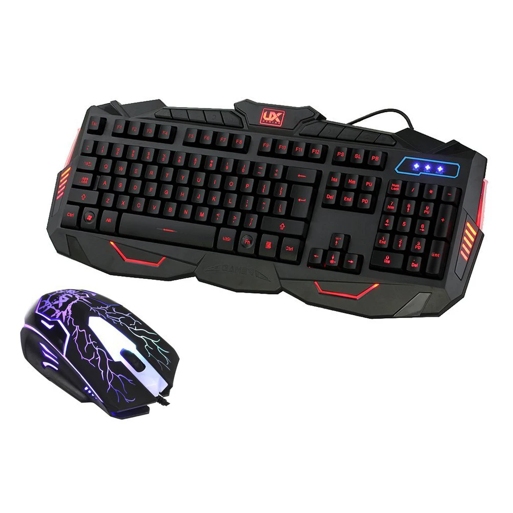 

hot- Three bright colors with ergonomic adjustable Purple Red Blue Gaming Keyboard and Mouse Combo Set for Windows 98