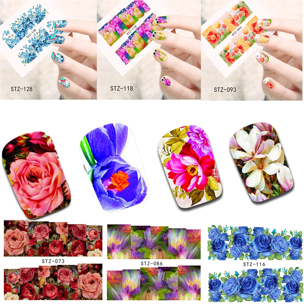 50 Sheets Nail Art Flower Water Sticker Nails Beauty Wraps Foil Polish