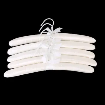 

LHBL 5 X White Satin Padded Clothes Hook Hanger
