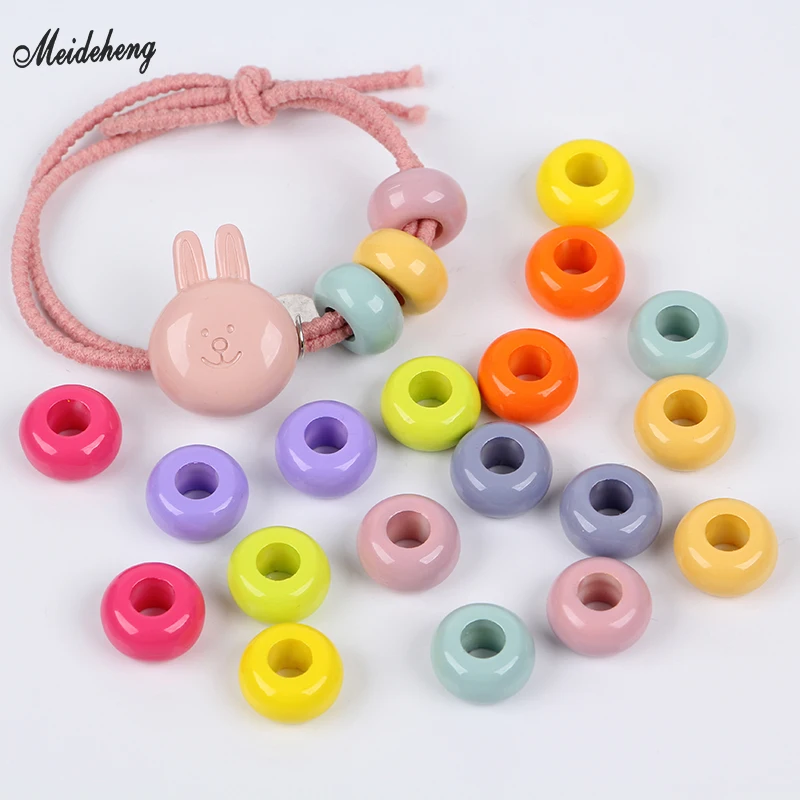 Acrylic DIY Jewelry Making Cream Abacus Beads Elliptical Fluorescent Color for Kids Girl